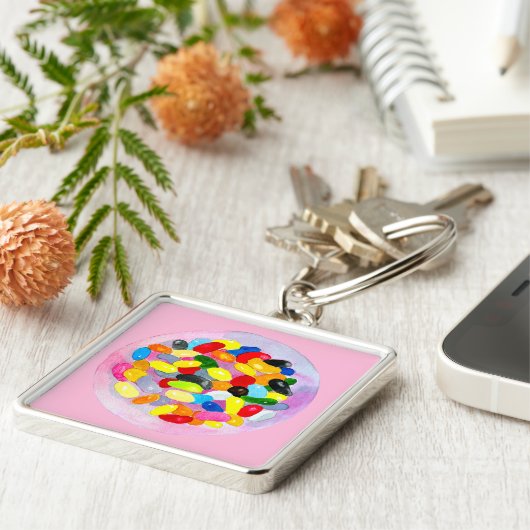 Porte-clés Fun gelée bonbons haricots aquarelle (Côté)