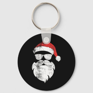 Porte-clés Fun Hipster Père Noël Visage avec Casquette Beauté