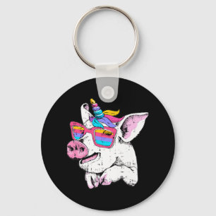Porte-clés Fun Pig Piglet Unicorn Horn Glasses mignonne Farm 