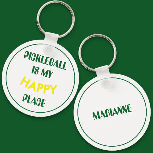 Porte-clés Fun Retro Pickleball Est Mon Endroit Heureux