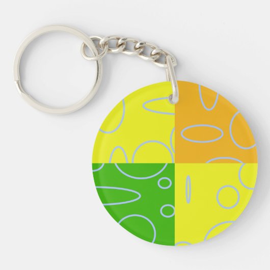 Porte-clés Fun Retro Quad Jaune Vert Orange Géométrique (Devant)