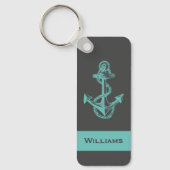 Porte-clés fun rustique, ANCRE nautique AVEC NOM | PORTE - CL (Recto)