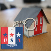 Porte-clés Fun Simple American Flag, Patriotique USA, Nom de 