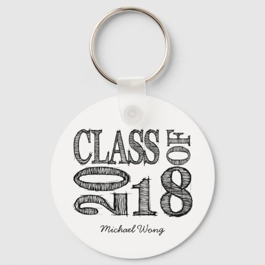 Porte-clés Fun & Simple Pen Sketch Classe de Graduations 2018 (Recto)