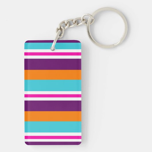 Porte-clés Fun Summer Pink Turquoise Orange Purple Motif rayé (Dos)