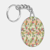 Porte-clés Fun Tropical Pineappy Fruit Floral Stripe Motif (Devant gauche)