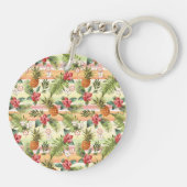 Porte-clés Fun Tropical Pineappy Fruit Floral Stripe Motif (Dos)