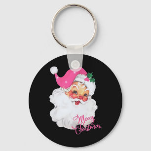 Porte-clés Fun Vintage Pink Santa Claus Design de Noël rose