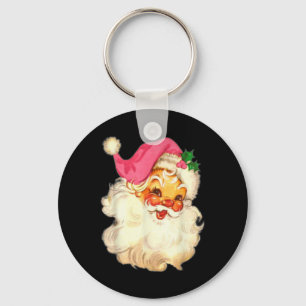Porte-clés Fun Vintage Pink Santa Claus Design de Noël rose