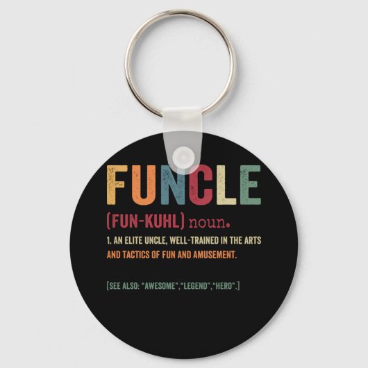 Porte-clés Funcle Funny Uncle Définition, Awesome Legend Hero (Recto)