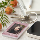 Porte-clés Funérailles Favoriser Rose Quartz Photo Prière com (Devant droit)