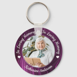 Porte-clés Funéraire Mémoire d'amour personnalisé Photo viole