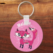 Porte-clés Funky Cute Pink Fox Personalised (Recto)
