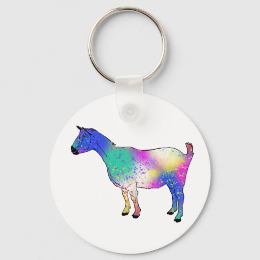 Porte-clés Funky Goat Colourful Splatter Paint Animal Art (Recto)