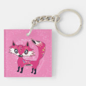 Porte-clés Funky mignon Renard rose Personnalisé (Dos)