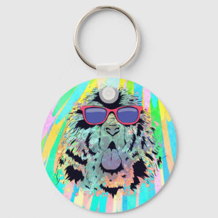 Porte-clés Funky Newfoundland Dog Lunettes de soleil Design