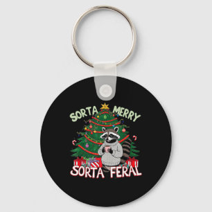Porte-clés Funky Noël Raccoon Sorta Merry Sorta Père Noël Fe