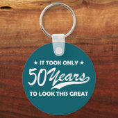 Porte-clés Funny 50th Birthday Retro Typography (Verso)