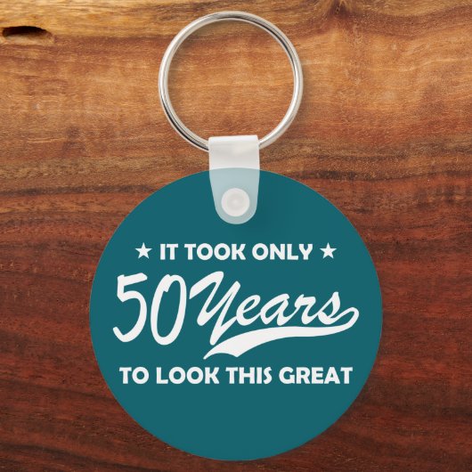 Porte-clés Funny 50th Birthday Retro Typography (Verso)