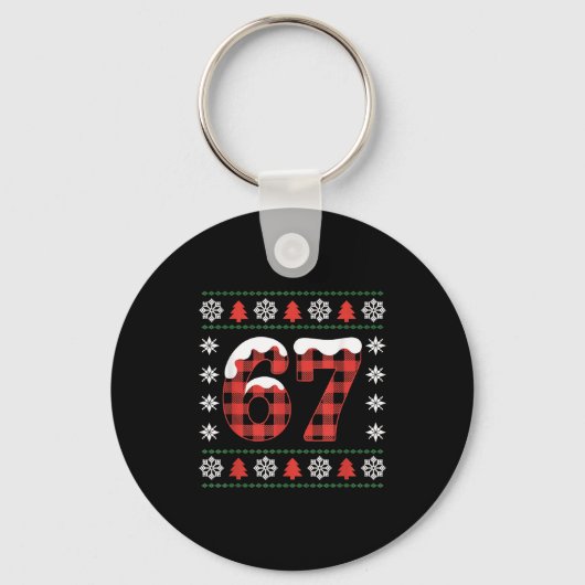 Porte-clés Funny 67 Buffalo Plaid Christmas Snow Ugly Sweater (Recto)