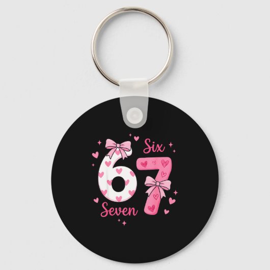 Porte-clés Funny 67 Cute Six Seven Meme Nk Hearts Bow Valenti (Recto)