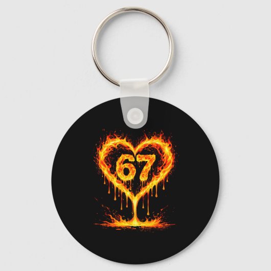 Porte-clés Funny 67 Flames Heart Love Six Seven Meme Celebrat (Recto)