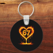 Porte-clés Funny 67 Flames Heart Love Six Seven Meme Celebrat (Recto)