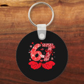 Porte-clés Funny 6 7 Hands Meme Cute Valentine's Day Six Seve (Recto)