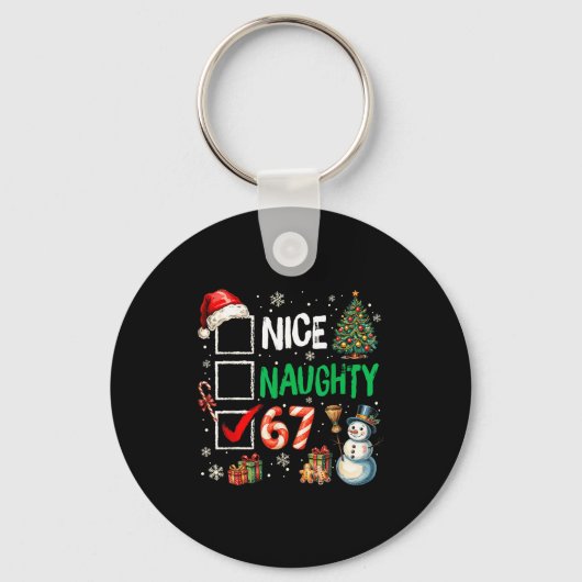 Porte-clés Funny 6-7 Meme Nice Naughty 67 Christmas Brain Rot (Recto)