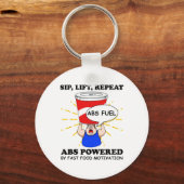 Porte-clés Funny Abs Exercise Fast Food Gym Workout Bodybuild (Recto)