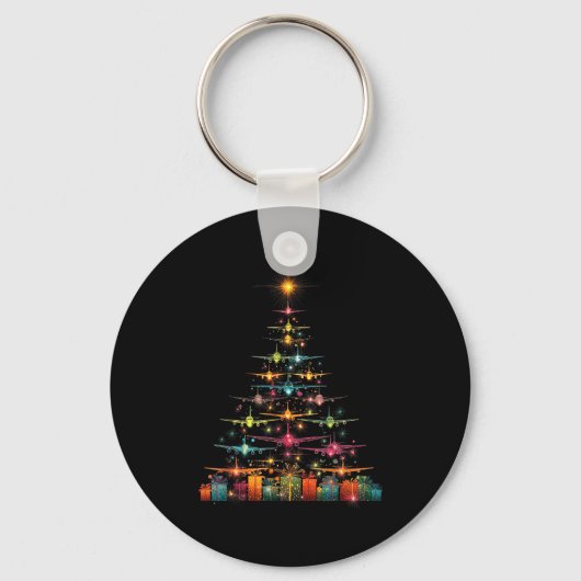Porte-clés Funny Airplanes Christmas Tree Graphic Air Planes  (Recto)
