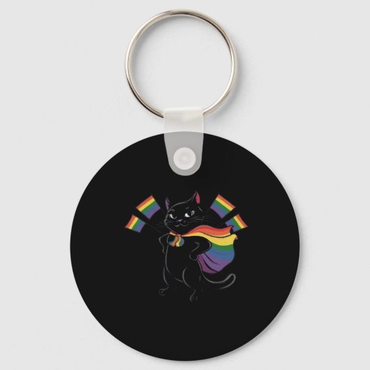 Porte-clés Funny Ally Chat Rainbow Gay pride Mois Lgbtq (Recto)
