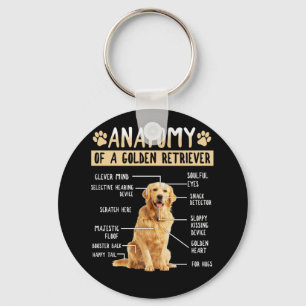 Porte-clés Funny Anatomy Golden Retriever Amoureux des chiens