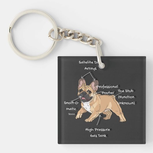 Porte-clés Funny Anatomy of a French Bulldog Illustration (Devant)
