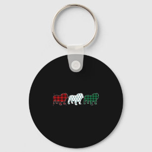 Porte-clés Funny Anglais Bulldog Rouge Plaid Chien de Noël Am