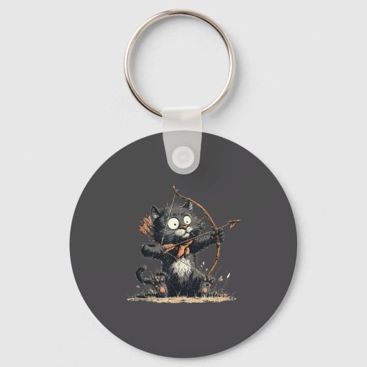 Porte-clés Funny Archer Cat With Bow And Arrow Graphic Costum (Recto)
