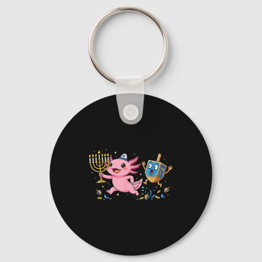 Porte-clés Funny Axolotl Dreidel Menorah Hanukkah Kids Womens (Recto)