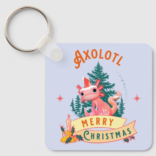 Porte-clés Funny Axolotl Joyeux Noël (Recto)