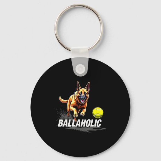 Porte-clés Funny Ballaholic Belgian Shepherd Dog Chasing Mali (Recto)