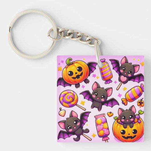 Porte-clés Funny bats candy halloween (Devant)