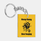 Porte-clés Funny Bee Keep Busy Bee Happy Motivational Cartoon (Devant gauche)