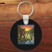 Porte-clés Funny Bigfoot Fishing Mens Alien Sasquatch Fishing (Recto)