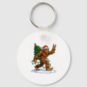Porte-clés Funny Bigfoot Rock On Christmas Lights Snow Holida (Recto)