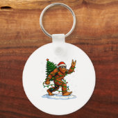 Porte-clés Funny Bigfoot Rock On Christmas Lights Snow Holida (Recto)