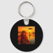 Porte-clés Funny Bigfoot Selfie With Loch Ness Monster And Uf (Recto)