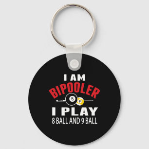 Porte-clés Funny Billard Pool T Chemise Je Joue 8 Ll Et 9 Ll