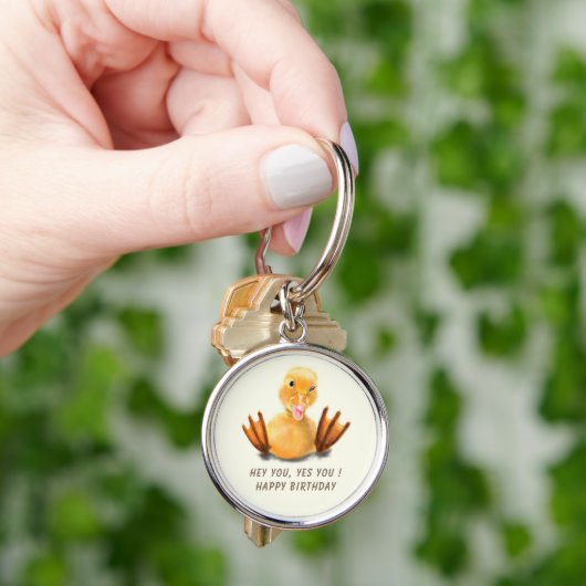 Porte-clés Funny Birthday Keychain Playful Winking Duckling (main)