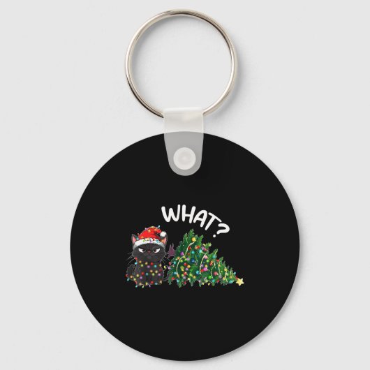 Porte-clés Funny Black Cat What_ Christmas Tree Funny Cat Lov (Recto)