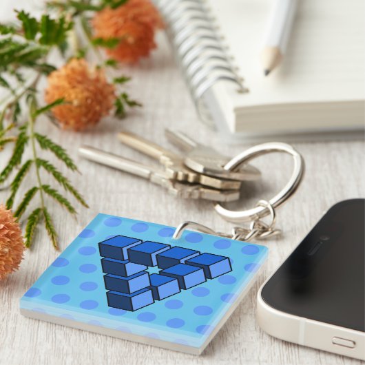 Porte-clés Funny Blue Black Toy Blocks Triangle Vector Art (Devant Droit)