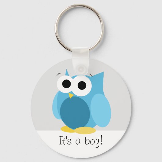 Porte-clés Funny Blue Owl - C'est un garçon ! -Porte-clés (Recto)